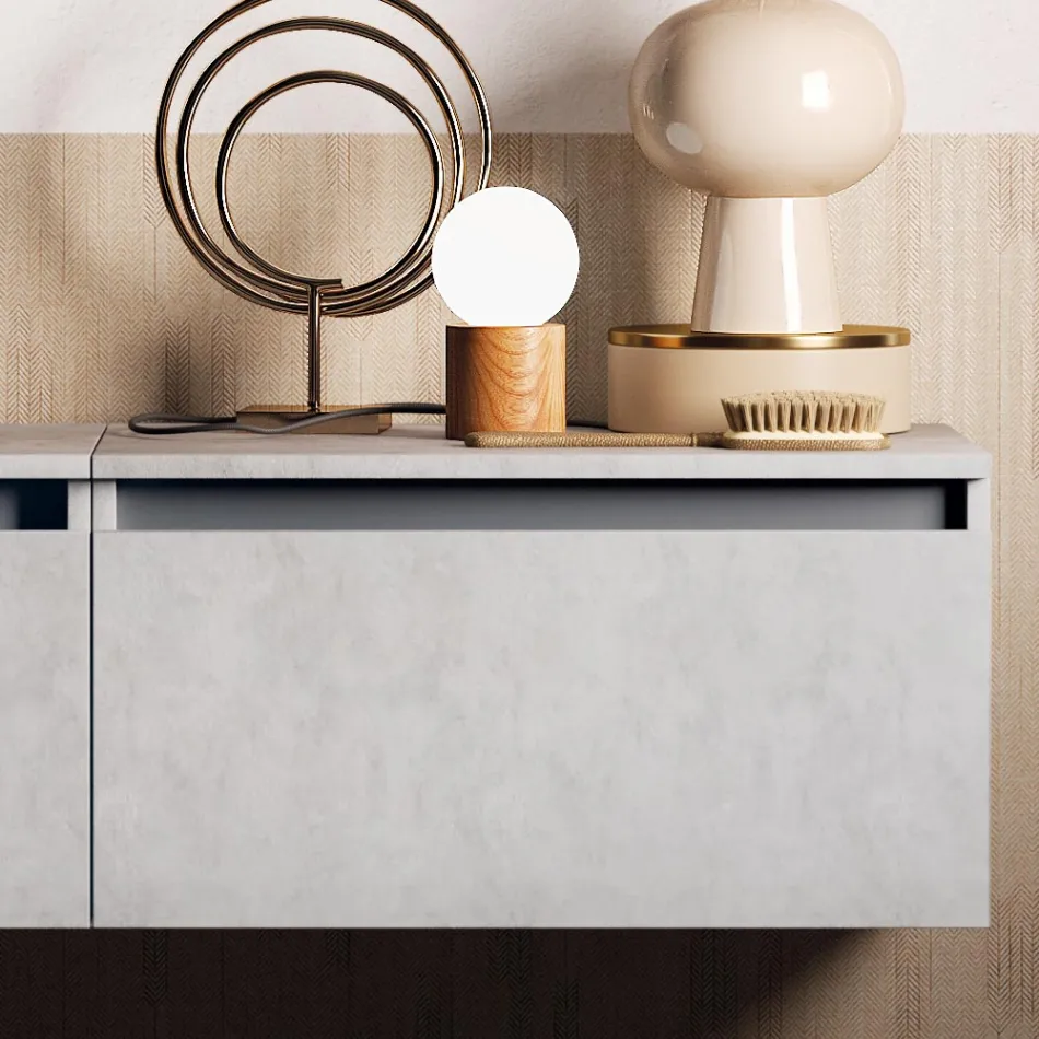 Composizione Bagno con Lavabo, Base Sospesa e Specchio Made in Italy - Dream Viadurini