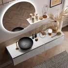 Composizione Bagno con Lavabo, Base Sospesa e Specchio Made in Italy - Dream Viadurini
