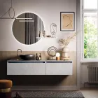 Composizione Bagno con Lavabo, Base Sospesa e Specchio Made in Italy - Dream Viadurini