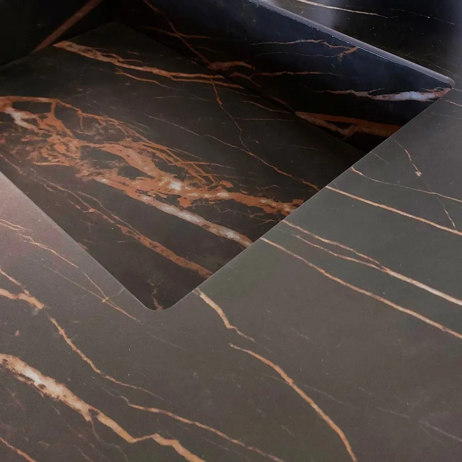 Composizione Bagno con Lavabo in Gres Noir Desir - Orione Viadurini