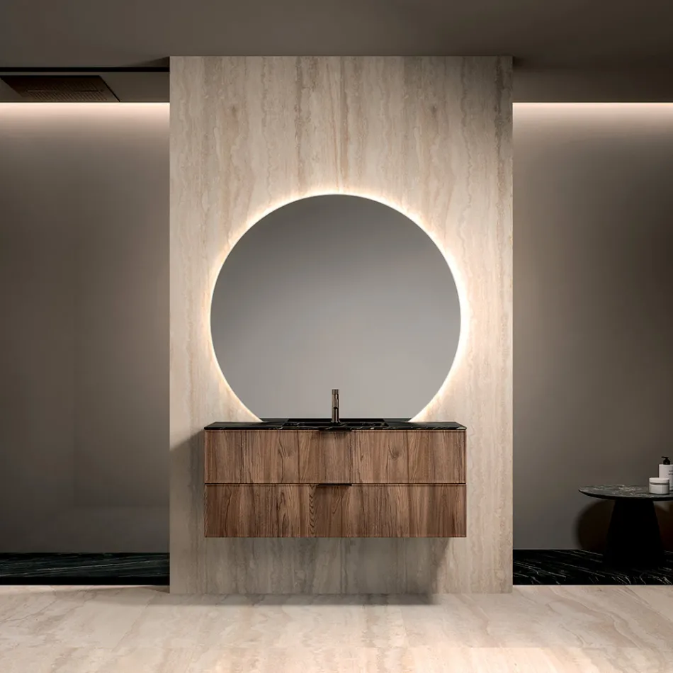 Composizione Bagno con Lavabo in Gres Noir Desir - Orione Viadurini