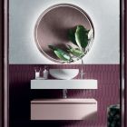 Composizione Bagno con Lavabo in Resina e Specchio Made in Italy - Palom Viadurini