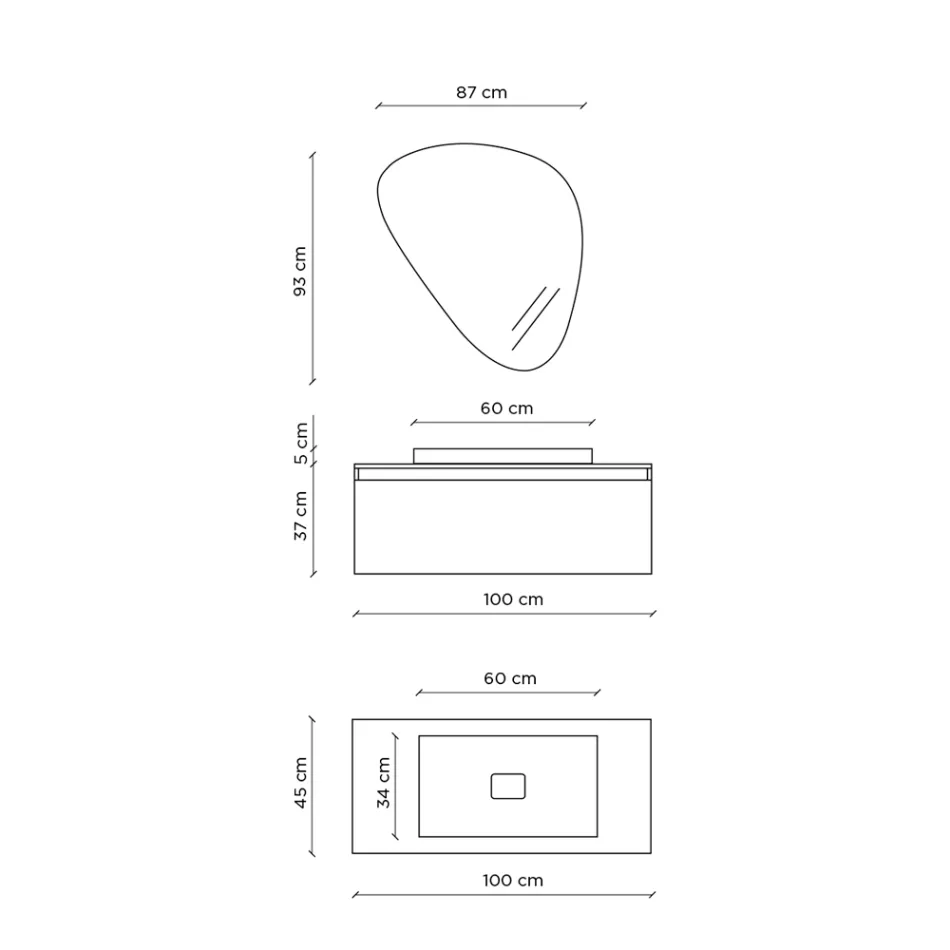 Composizione Bagno con Specchio Moderno, Base e Lavabo Made in Italy - Dream Viadurini