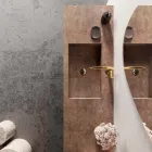 Composizione Bagno con Specchio Moderno e Lavabo Consolle Made in Italy - Palom Viadurini