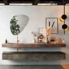 Composizione Bagno con Specchio Moderno e Lavabo Consolle Made in Italy - Palom Viadurini