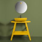 Composizione Bagno Design Colore Giallo con Accessori e Specchio - Patryk Viadurini