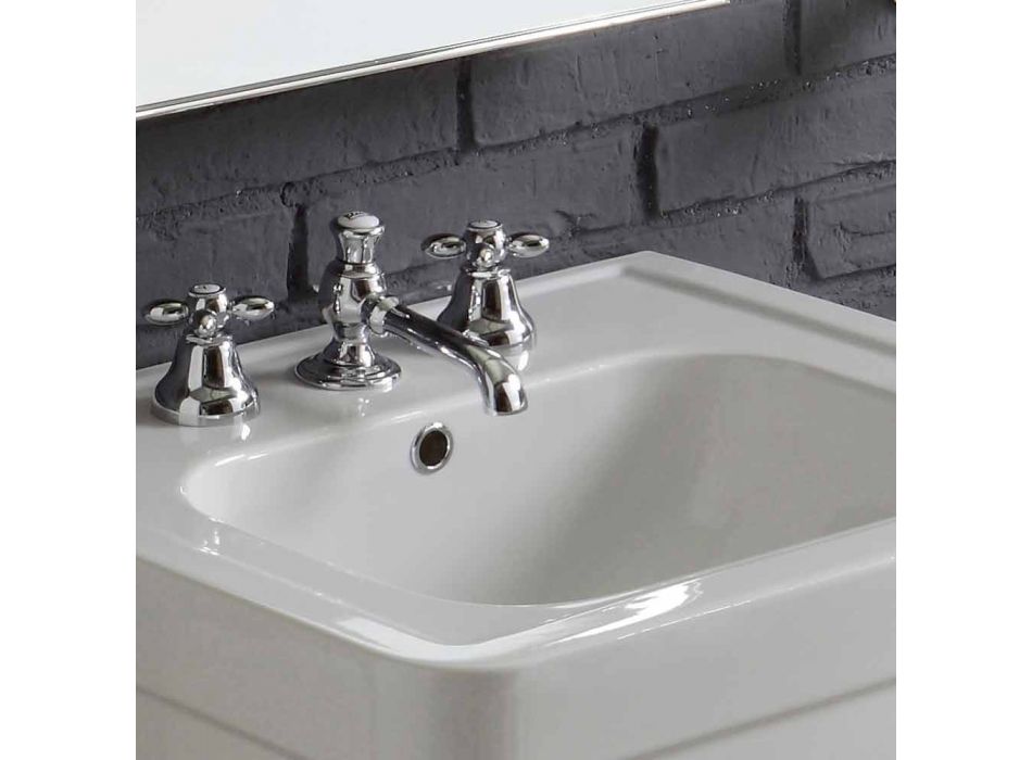 Composizione bagno lavabo su colonna in ceramica bianca Ania Viadurini