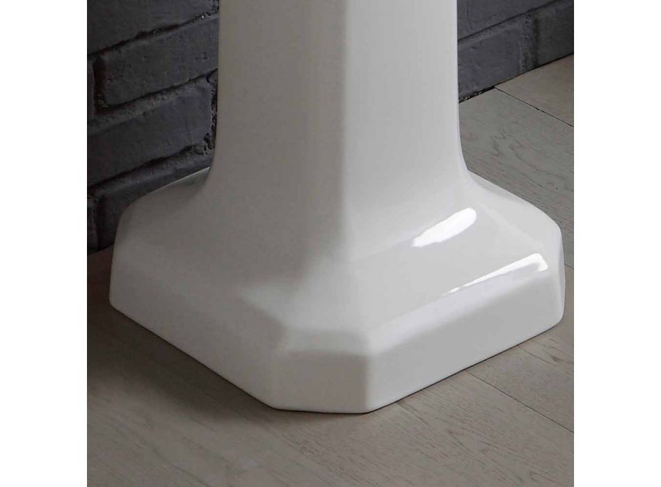 Composizione bagno lavabo su colonna in ceramica bianca Ania