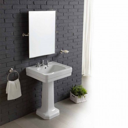 Composizione bagno lavabo su colonna in ceramica bianca Ania Viadurini