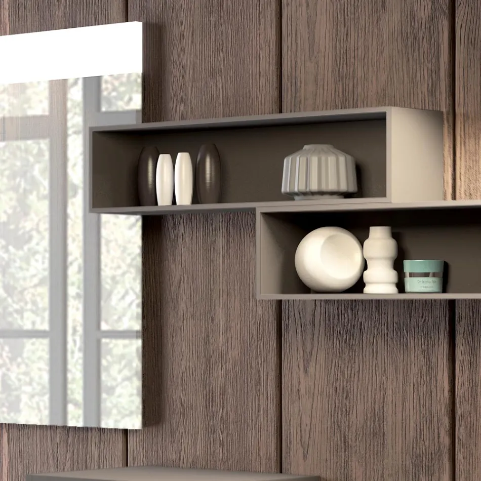 Composizione bagno sospesa in fenix grigio fumo made in Italy, Napoli Viadurini