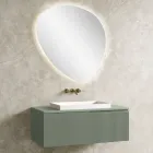 Composizione Bagno Verde Salvia con Lavabo in Resina Made in Italy - Artemide Viadurini