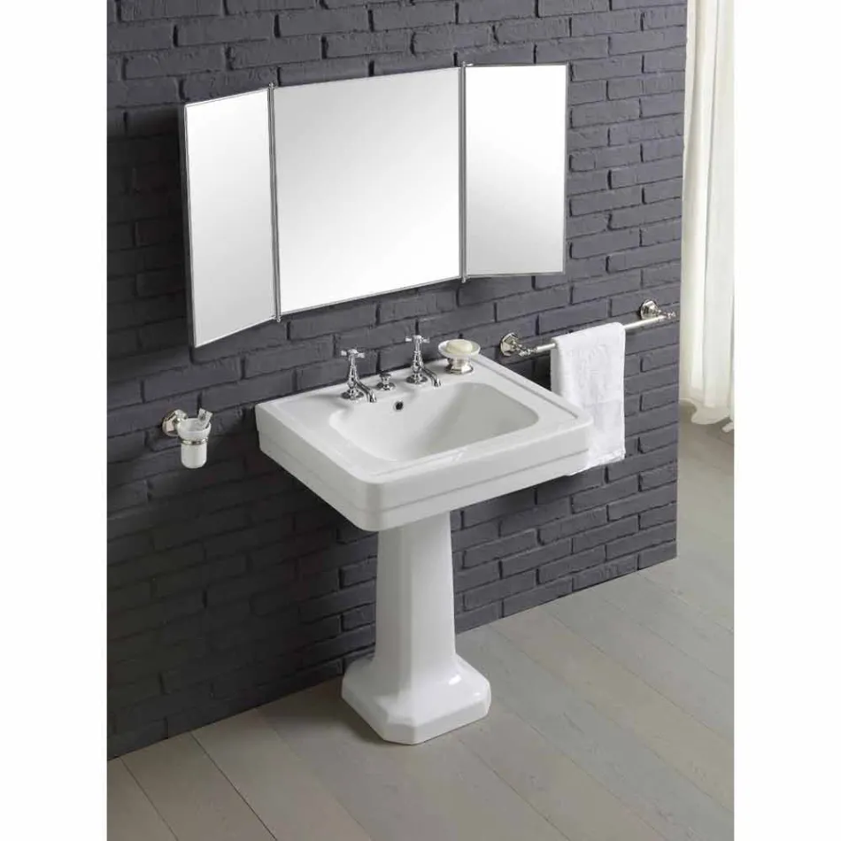 Composizione con lavabo in ceramica su colonna stile anni 900 Line Viadurini