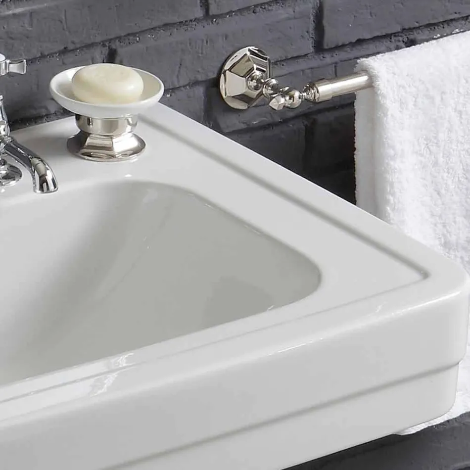Composizione con lavabo in ceramica su colonna stile anni 900 Line Viadurini