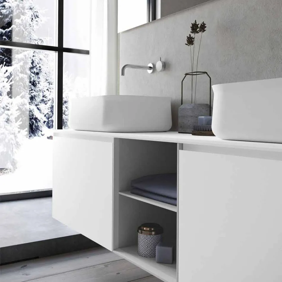 Composizione da Bagno dal Design Moderno a Sospensione Made in Italy - Callisi14 Viadurini