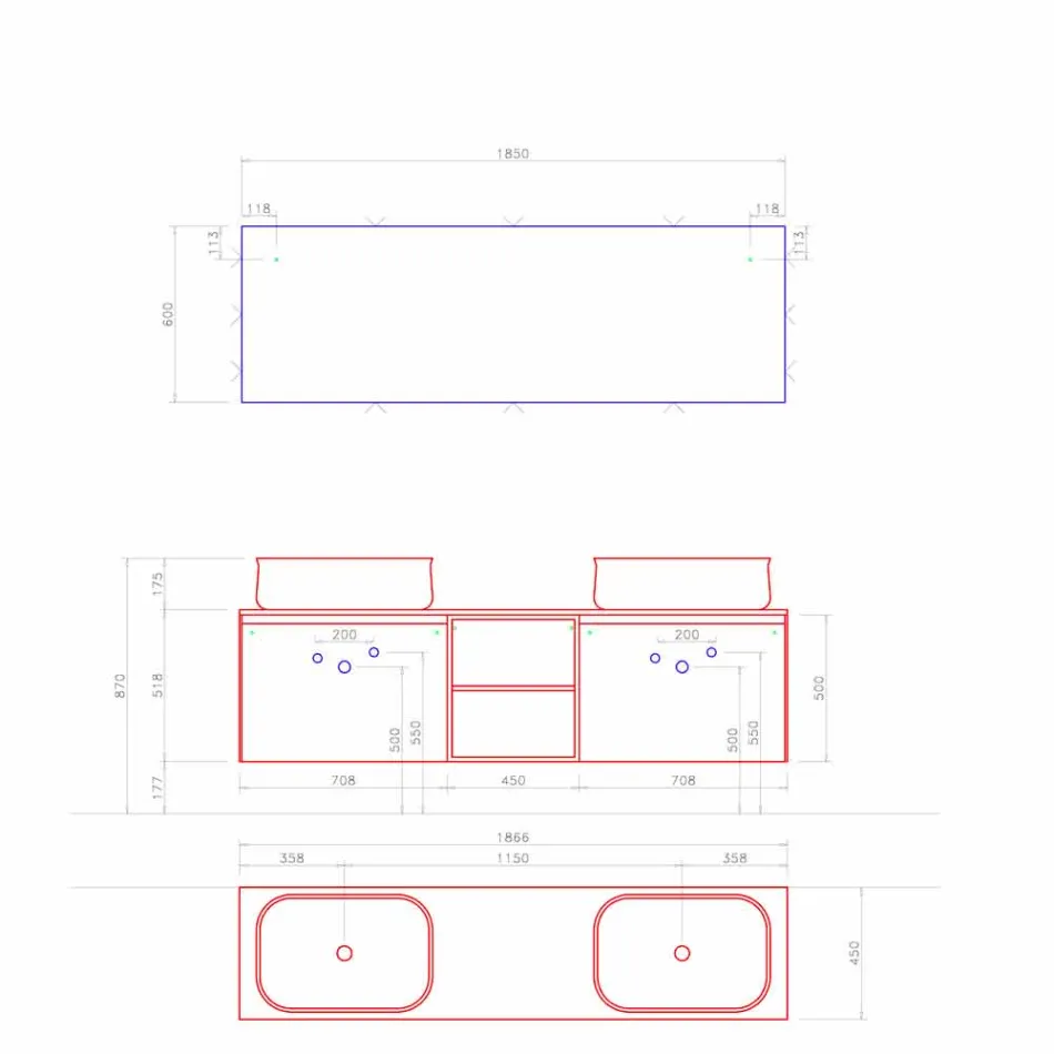 Composizione da Bagno dal Design Moderno a Sospensione Made in Italy - Callisi14 Viadurini