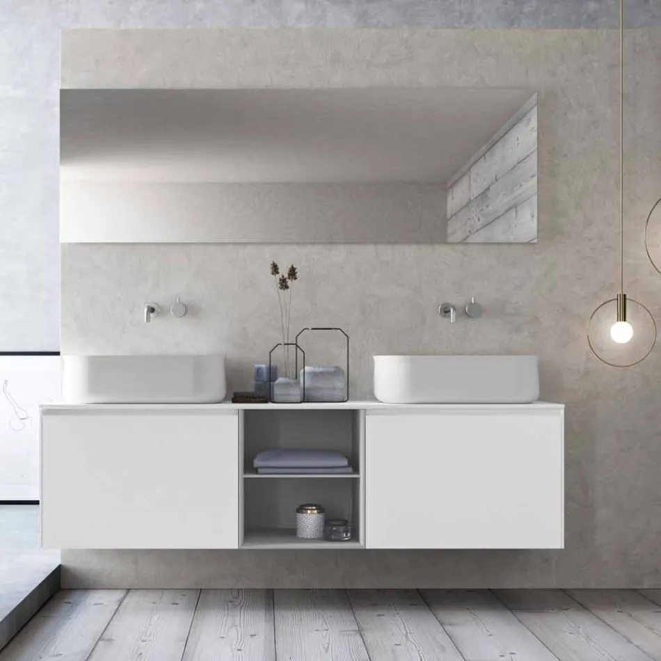 Composizione da Bagno dal Design Moderno a Sospensione Made in Italy - Callisi14 Viadurini