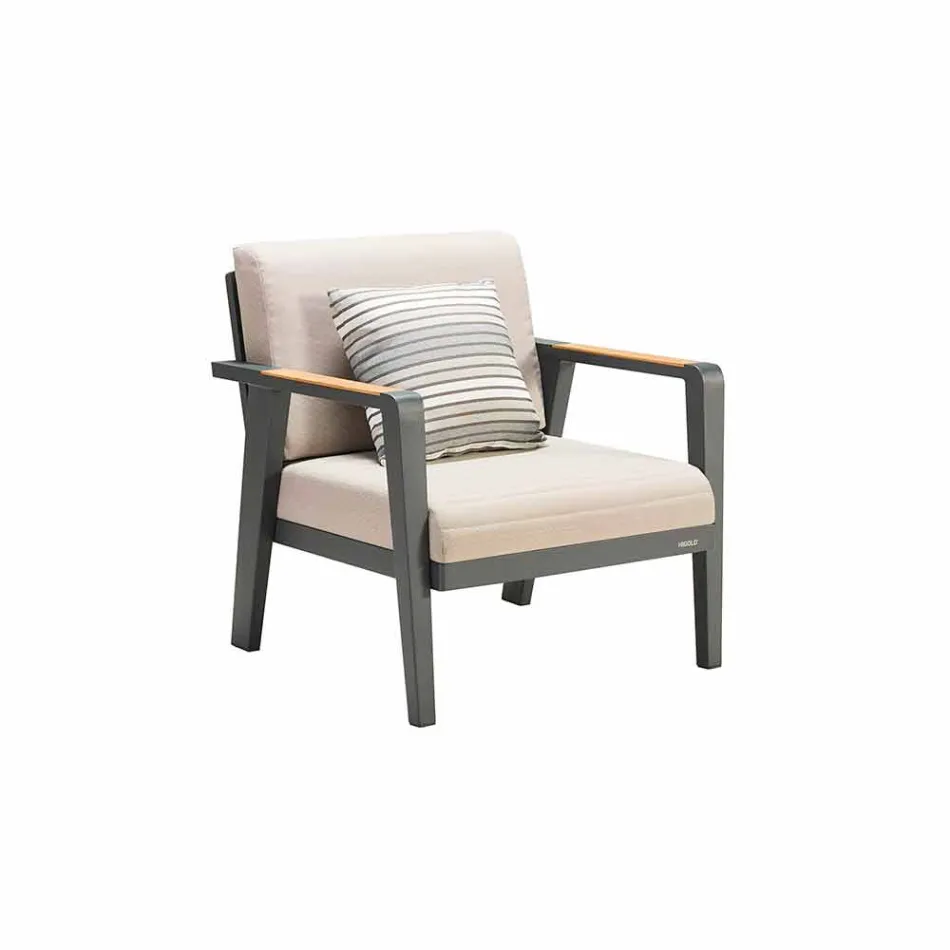 Composizione da Esterno Divano 3 Posti, 2 Poltrone e Tavolino Caffè - Moira Viadurini