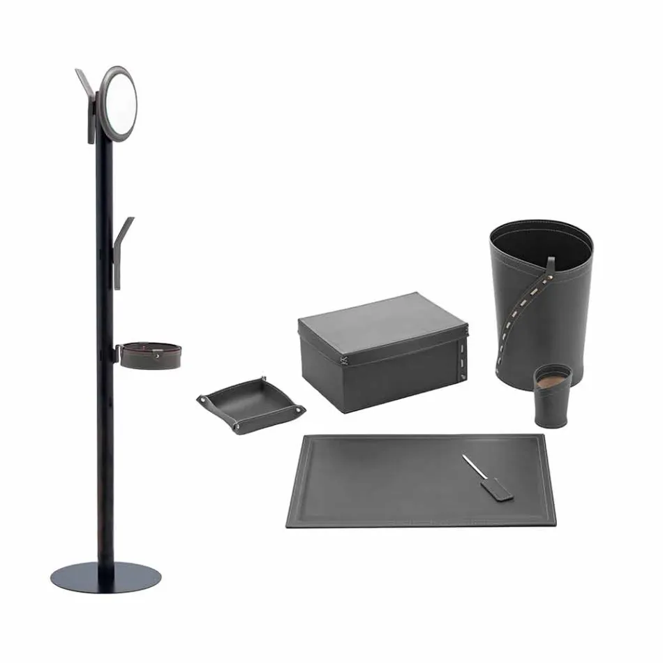 Composizione da Ufficio di Moderno Design in Cuoio Made in Italy – Andrea Viadurini