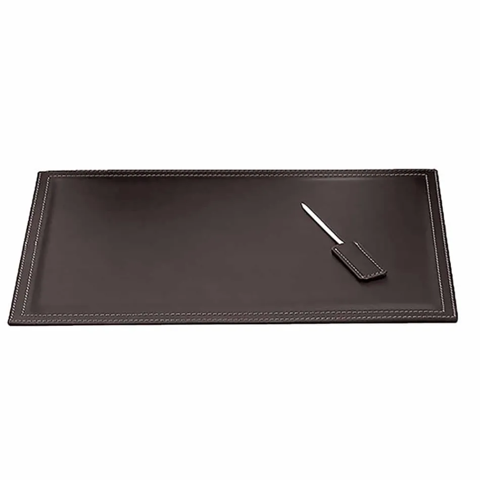 Composizione da Ufficio di Moderno Design in Cuoio Made in Italy – Andrea Viadurini