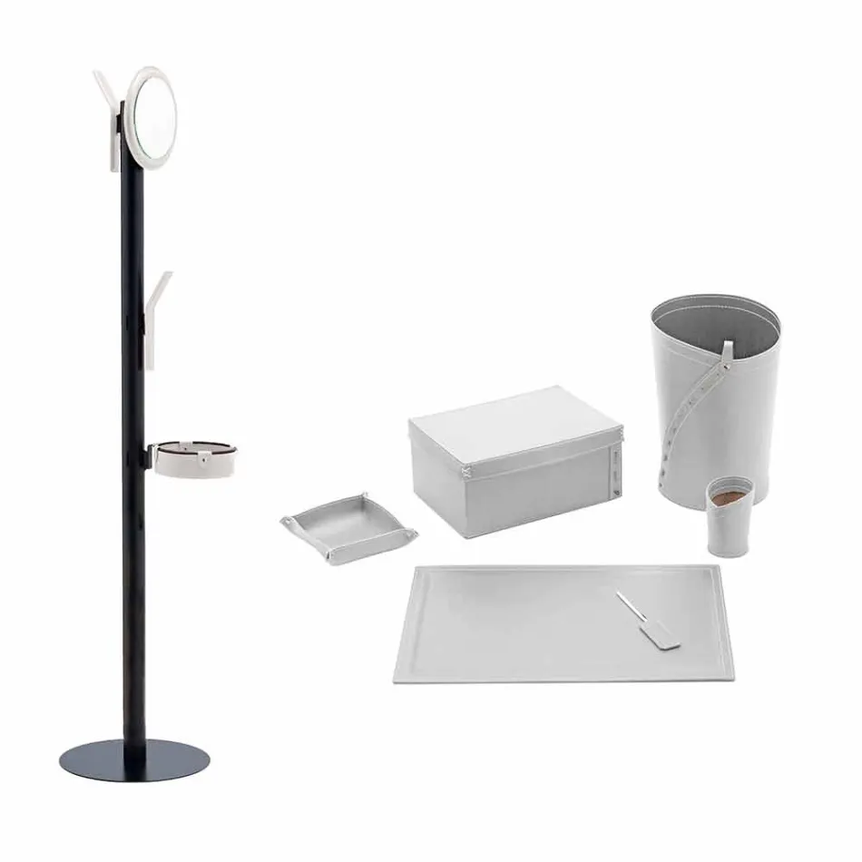 Composizione da Ufficio di Moderno Design in Cuoio Made in Italy – Andrea Viadurini