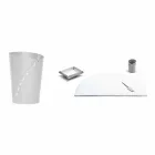 Composizione da Ufficio in Cuoio Rigenerato Moderna Made in Italy – Meduna Viadurini