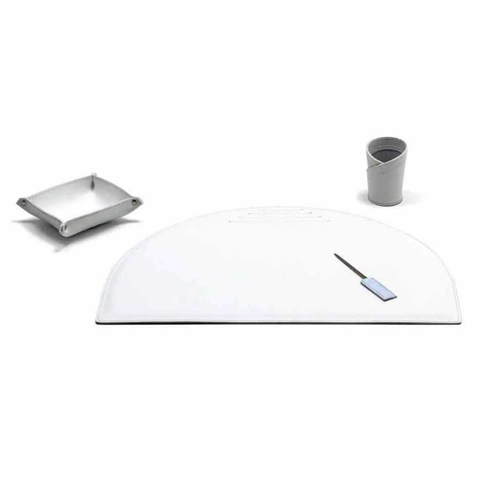 Composizione da Ufficio in Cuoio Rigenerato Moderna Made in Italy – Meduna Viadurini