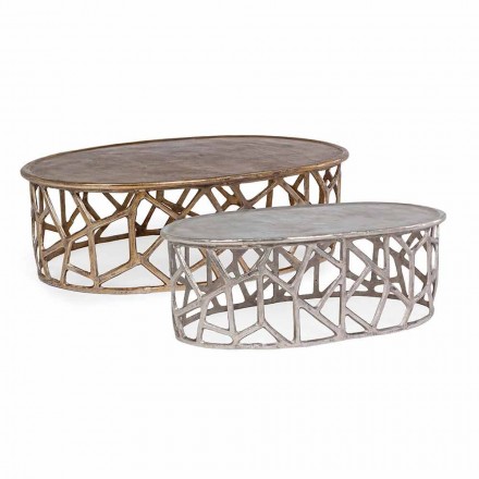 Composizione di 2 Tavolini da Salotto in Alluminio Homemotion - Solomon Viadurini