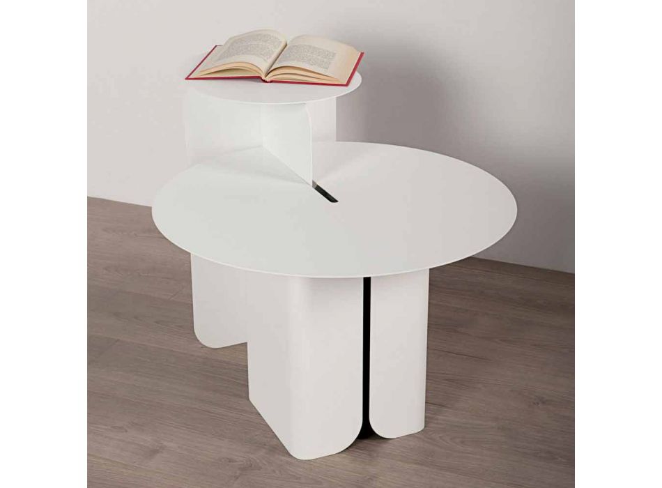 Composizione di 2 Tavolini da Salotto Moderni in Acciaio Made in Italy - Pioppo Viadurini