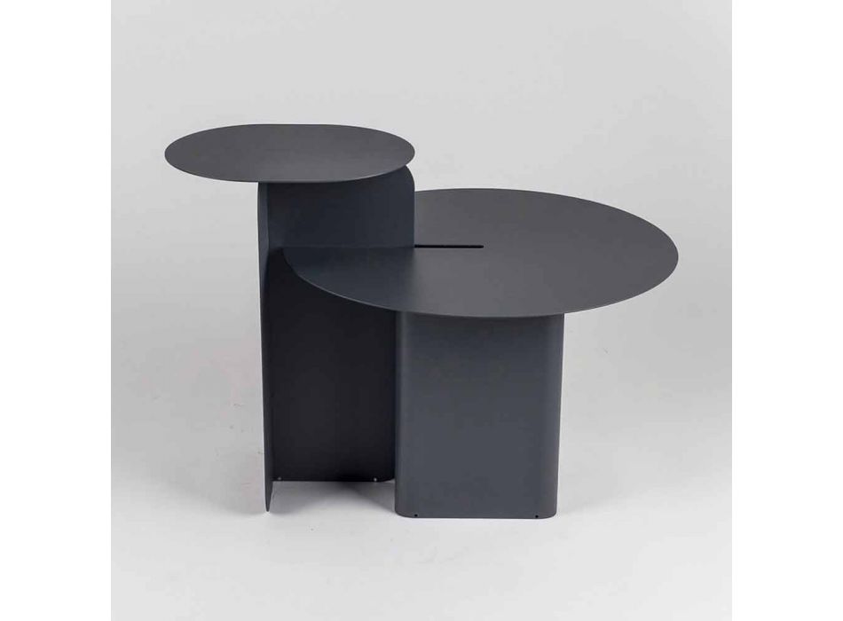 Composizione di 2 Tavolini da Salotto Moderni in Acciaio Made in Italy - Pioppo