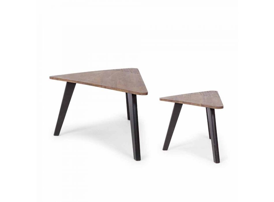 Composizione di 2 Tavolini da Salotto Moderni in Legno Homemotion - Nigola