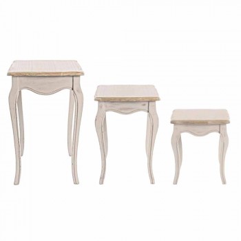 Composizione di 3 Tavolini di Design Classico in Legno Homemotion - Classico