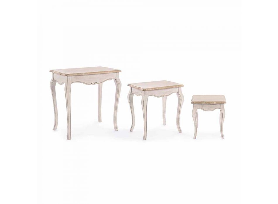 Composizione di 3 Tavolini di Design Classico in Legno Homemotion - Classico