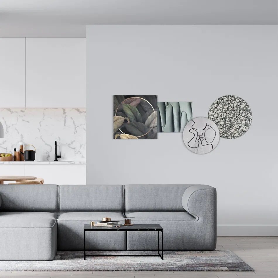 Composizione di 4 Pannelli con la Stilizzazione del Bacio Made in Italy - Kanna Viadurini