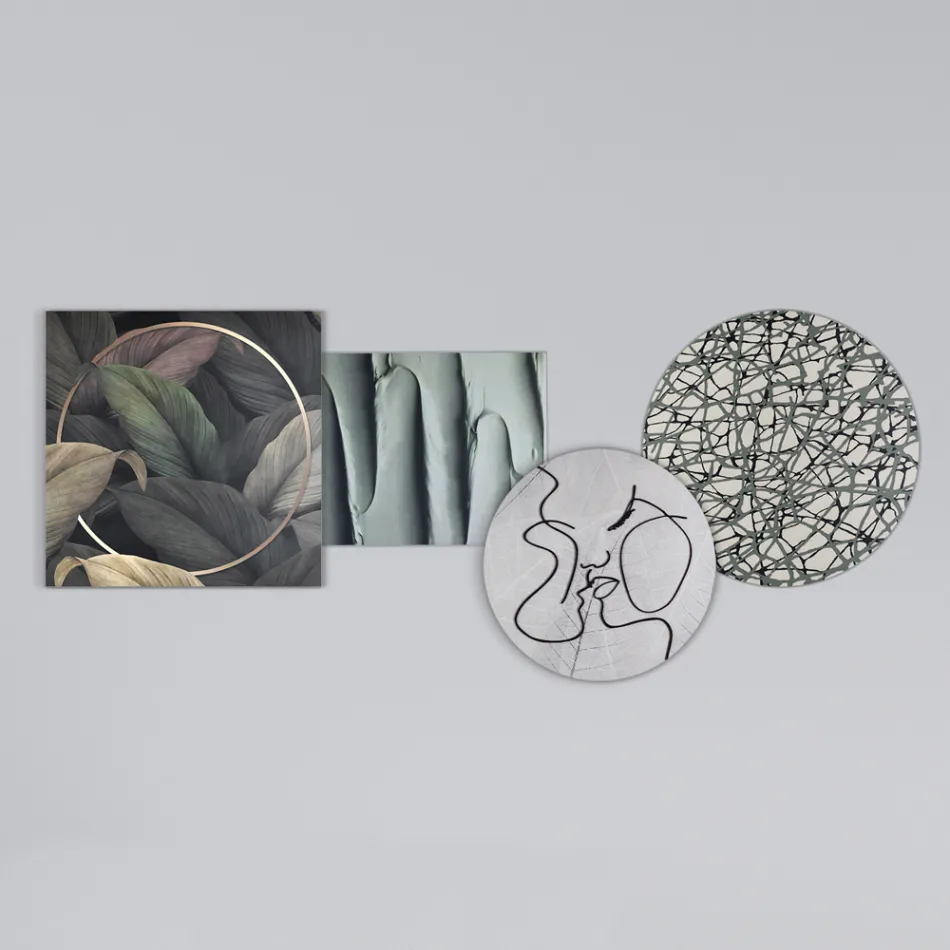 Composizione di 4 Pannelli con la Stilizzazione del Bacio Made in Italy - Kanna Viadurini