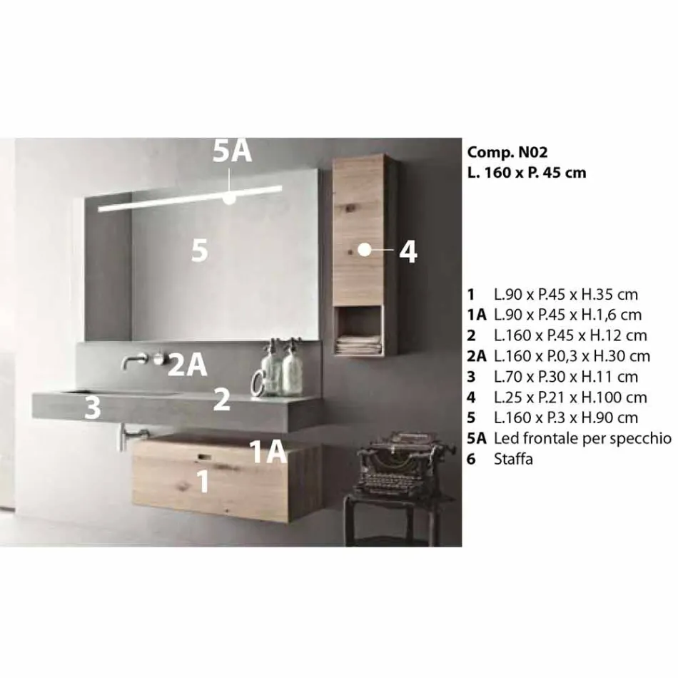 Composizione di Design per Bagno Mobili Moderni Sospesi Made in Italy - Farart2 Viadurini