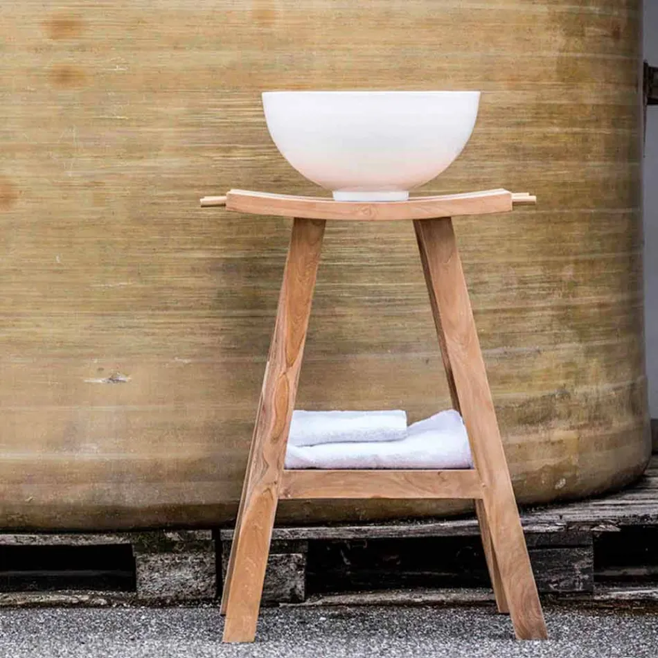 Composizione di Mobili Bagno in Teak Massello di Design Moderno - Azina Viadurini
