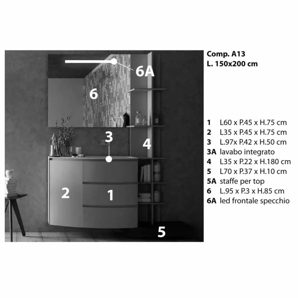 Composizione di Mobili d’Arredo per il Bagno di Design Moderno - Callisi13 Viadurini