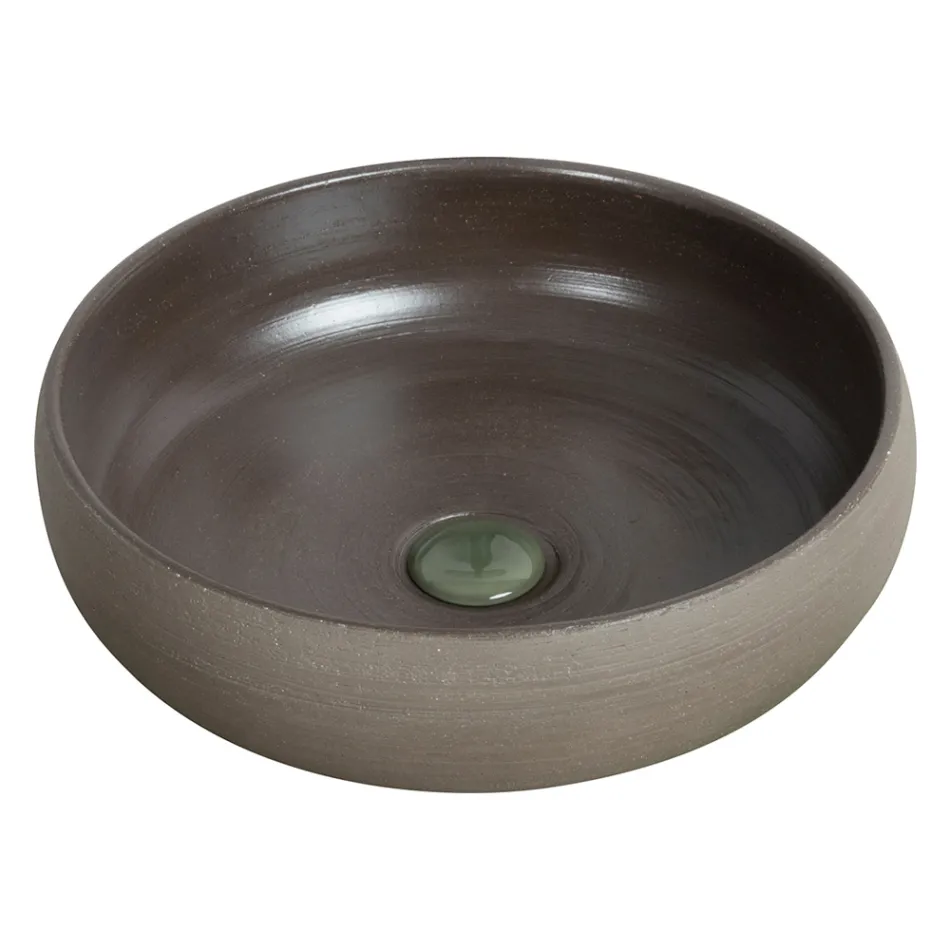 Composizione Mobile Bagno a Terra Verde e Accessori Smaltati - Maryse Viadurini