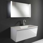 Composizione Mobili Bagno Sospesa Design Moderno Bianco con Specchio - Desideria Viadurini