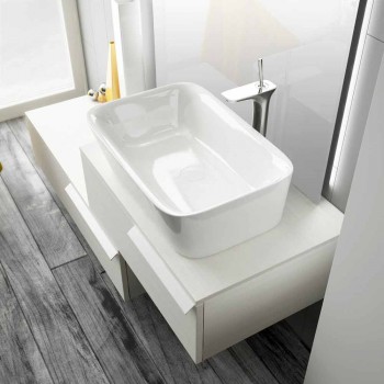 Composizione mobili bagno sospesa moderna legno laccato lucido Happy