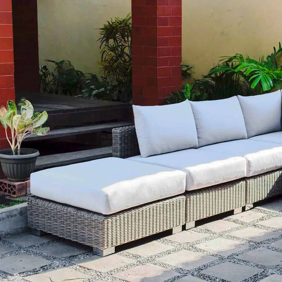 Composizione salotto da esterno con struttura intrecciata a mano Rita Viadurini