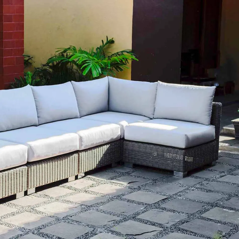 Composizione salotto da esterno con struttura intrecciata a mano Rita Viadurini