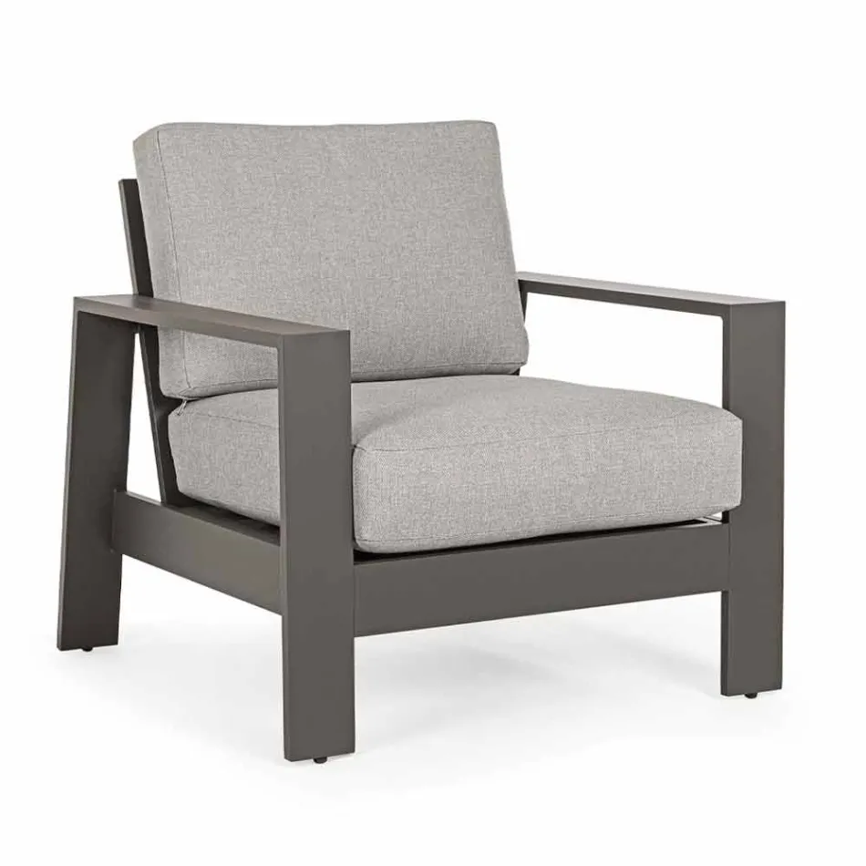 Composizione Salotto da Esterno in Alluminio con Cuscini in Tessuto - Yoshi Viadurini