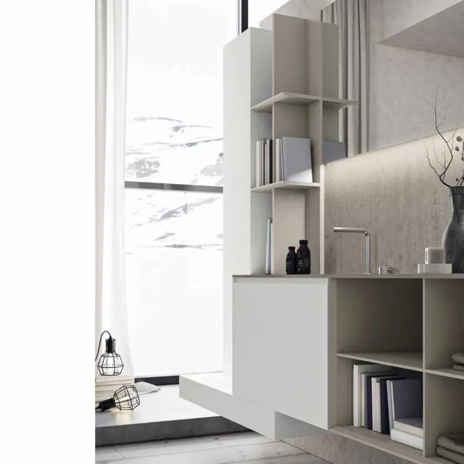 Composizione Sospesa d’Arredo Bagno dal Design Moderno Made in Italy - Callisi15 Viadurini