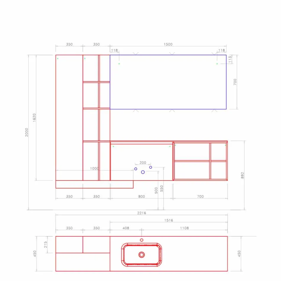 Composizione Sospesa d’Arredo Bagno dal Design Moderno Made in Italy - Callisi15 Viadurini