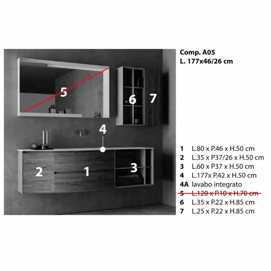 Composizione Sospesa di Design, Mobili Moderni di Design per il Bagno - Callisi5 Viadurini
