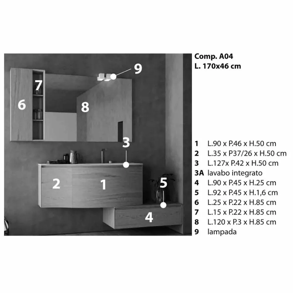 Composizione Sospesa e Moderna per il Bagno, Design Made in Italy - Callisi4 Viadurini
