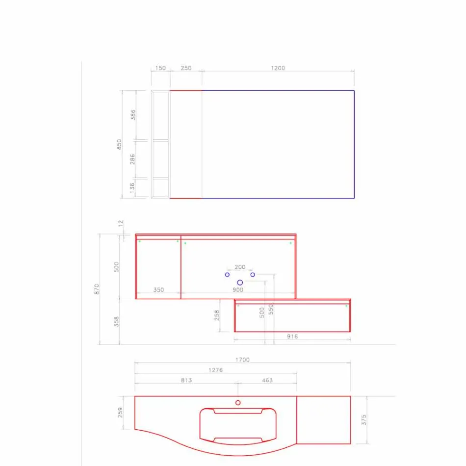 Composizione Sospesa e Moderna per il Bagno, Design Made in Italy - Callisi4 Viadurini