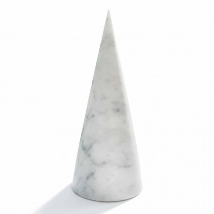 Cono Decorativo Grande in Marmo Bianco di Carrara Made in Italy - Connu Viadurini
