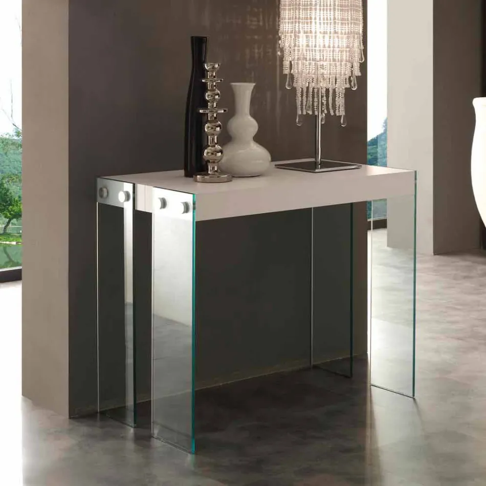 Console allungabile design moderno con gambe in vetro temperato Miss Viadurini
